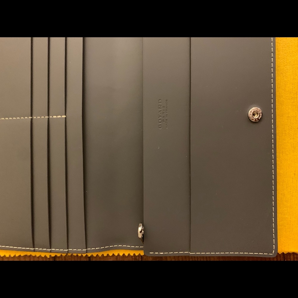 Goyard Grey Long Richelieu Leather Canvas Wallet - Picture 3 of 4